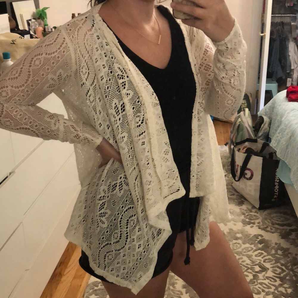 Hollister ivory lace cardigan NWOT